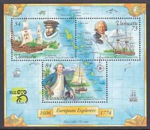 VANUATU 1999 World Stamp Expo - Explorers mini sheet fine used.............A277B 