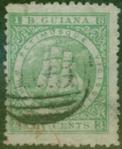 British Guiana 1863 24c Yellow-Green SG79 P.12.5 - 13 Fine Used
