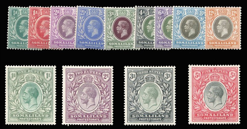 Somaliland Protectorate #64-76 Cat$213.25, 1921 George V, complete set, hinged