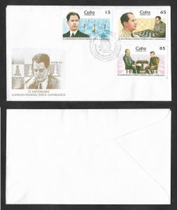 SE)1996 CUBA, 75TH ANNIVERSARY OF WORLD CHAMPION JOSE R. CAPABLANCA, CHESS, FDC