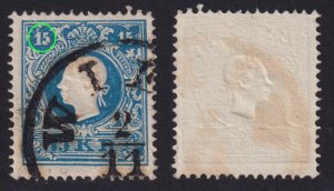 Austria - 1858 - Scott #11 - used - Franz Josef - plate flaw
