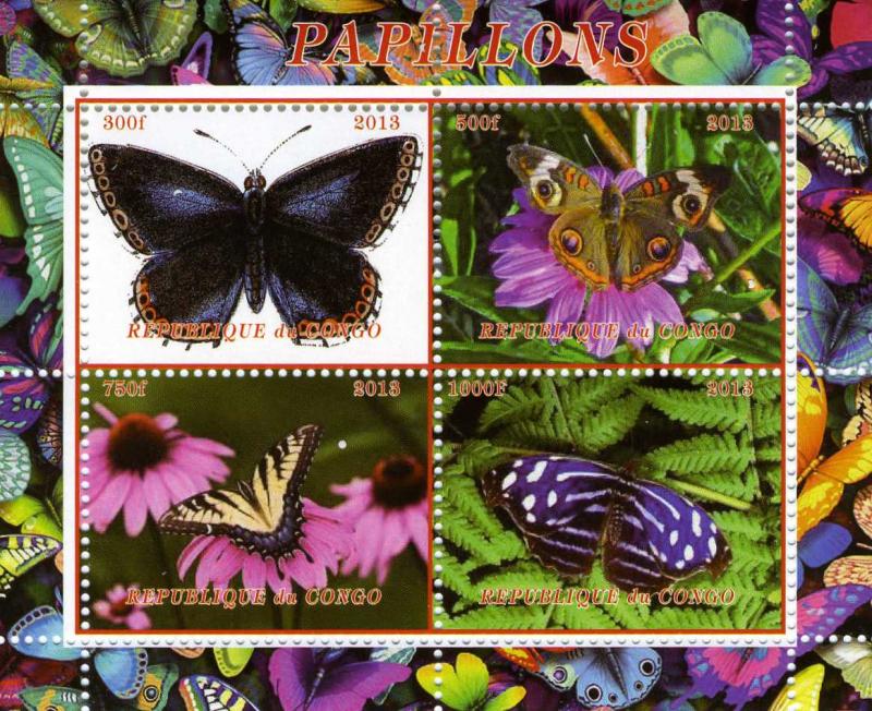 Congo 2013 Butterflies on Stamps Sheet Perforated mnh.vf # 1