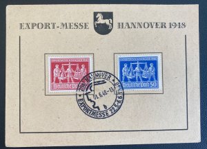 1948 Hannover Germany First Day Souvenir Sheet Cover Export Fair