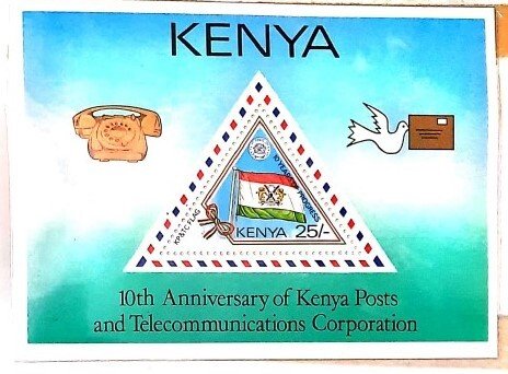 A) 1987, KENYA, ANNIVERSARY OF THE NATIONAL COMPANY OF POST AND TELECOMMUNICATIO