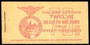 US #C25a COMPLETE BOOK, BKC2, VF mint never hinged, a fresh complete booklet,...