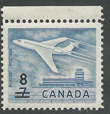 Canada # 430  Airplane, surcharged 8c  (1) VF Unused VLH