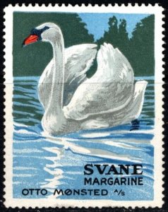 1920 Denmark Poster Stamp Otto Monsted Swan Margarine Unused