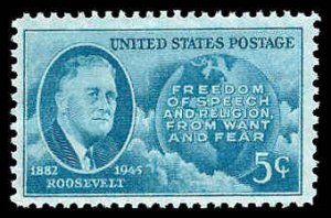 PCBstamps   US # 933 5c FDR & Globe, MNH, (28)