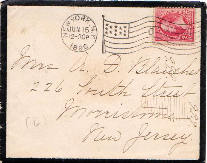 United States York York, N.Y. 1896 American Flag Type D14(6) #13  Mourning Co...