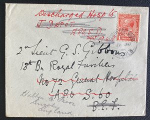 1918 England Cover To The General Hospital Arm6 Post office BEF