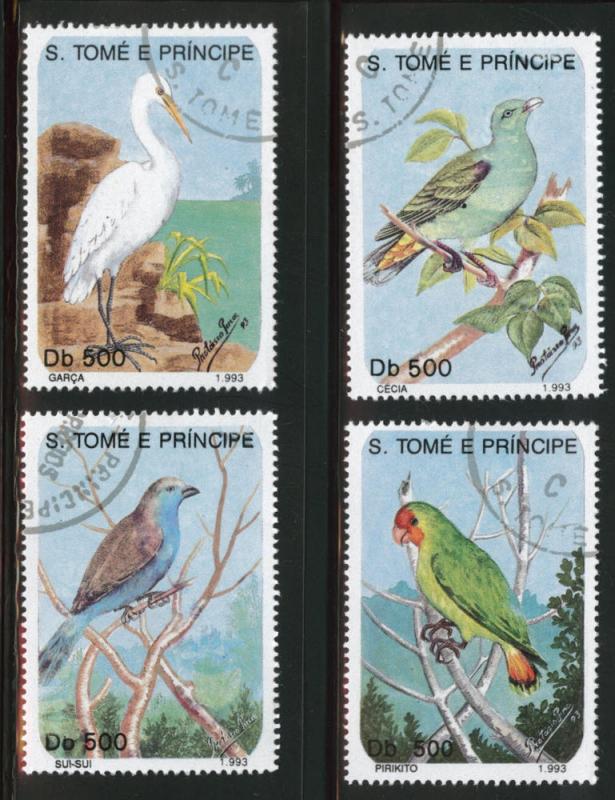 St. Thomas & Prince  Scott 1112-6 short Bird set 4/5 CTO