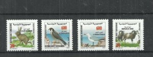 2002- Tunisia- Fauna- Peregrine Falcon-Gull of audoin-Mouflon of Corsican- MNH** 