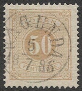 SWEDEN 1877  Sc J21 50o Postage Due Used, SOTN RAGUNDA  postmark/cancel