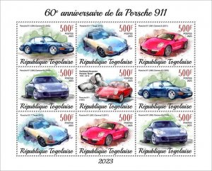 TOGO - 2023 - Porsche 611, 60th Anniv - Perf 9v Sheet - Mint Never Hinged