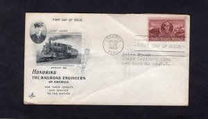 993 Railroad Engineers, FDC ArtCraft addressed, missing flap