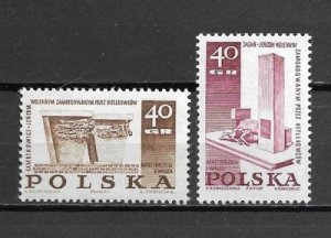 Poland 1967 MNH Stamps Scott 1488-1489 Second World War II Monuments Memorials