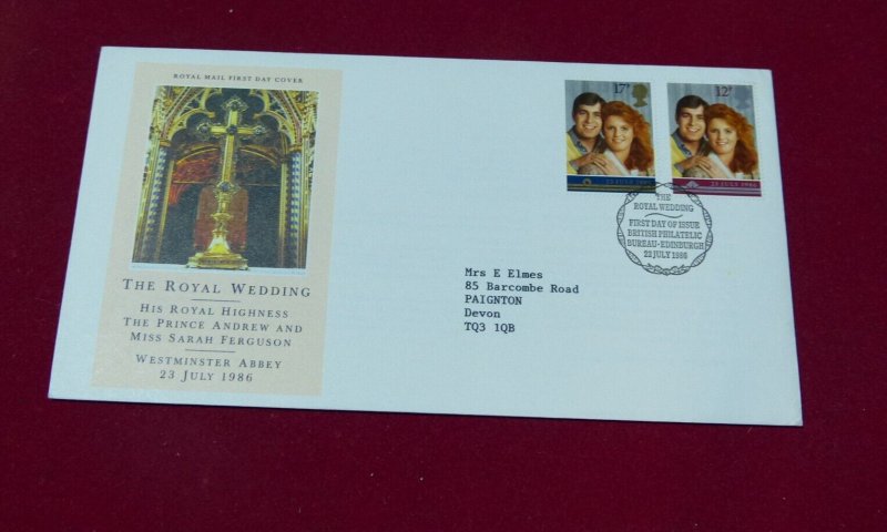 Great Britain First Day Cover 1986 Royal Wedding Bureau cancel