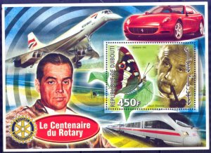 Djibouti 2005 Rotary Club 100 Years Butterflies A. Einstein S/S MNH