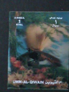 ​UMM AL QIWAIN- BEAUTIFUL LOVELY BIRD- MNH 3-D-VF-HARD TO FIND-LAST ONE