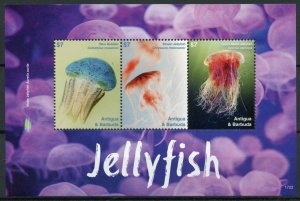 Antigua & Barbuda Marine Animals Stamps 2017 MNH Jellyfish 3v M/S II