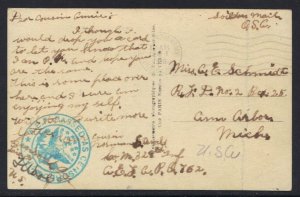 FRANCE U.S. 1916 WWI SOLDIER PATRIOTIC MAIL FRENCH POST CARD IN FRENCH & ENGLISH