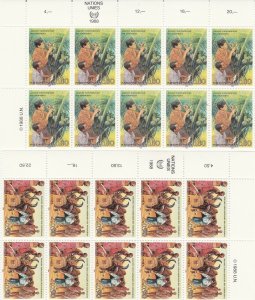 United Nations UN Vienna Austria Scott # 167-168 Imprint Block of 10 MNH