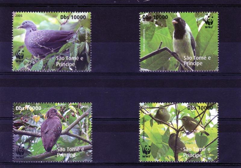 Sao Tome & Principe 2005 WWF ENDANGERED BIRDS Set Perforated Mint (NH)