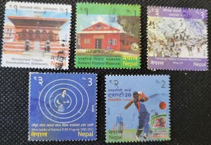 Nepal, 2014, short set of year issues, #951,953,955-56,965, used, SCV$3.25