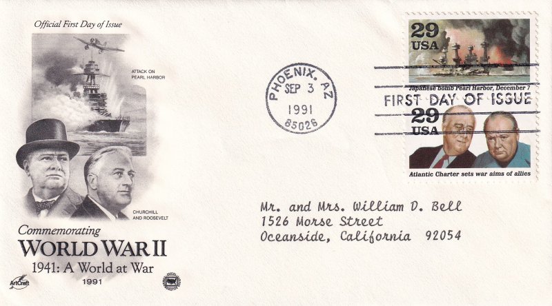 1991, A World at War-1941, Art Craft/PCS, FDC (E11331)