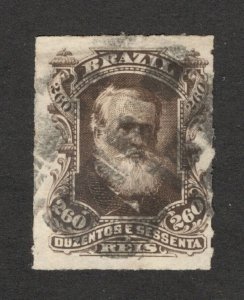 BRAZIL - USED STAMP, 260 R - Dom Pedro - 1877.