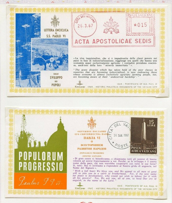 VATICAN CITY LOT I OF TWO SPECIAL CANCEL POPE PAUL VI COVERS 