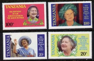 TANZANIA - 1985 - Queen Mother - Perf 4v Set - Mint Never Hinged