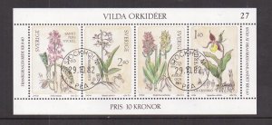 Sweden  #1419   cancelled  1982  sheet  wild orchids