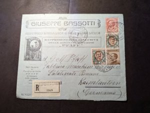 1926 Registered Italy Cover Palombara to Kaiserslautern Germany G M Pfaff