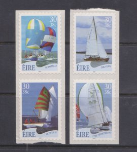 IRELAND - 2001 YACHT / SHIPS - 4V MINT NH SELF ADHESIVE STAMPS