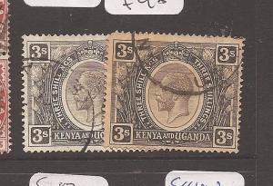 Kenya & Uganda 1923 KGV 3/- SG 90,90a VFU (7asy)