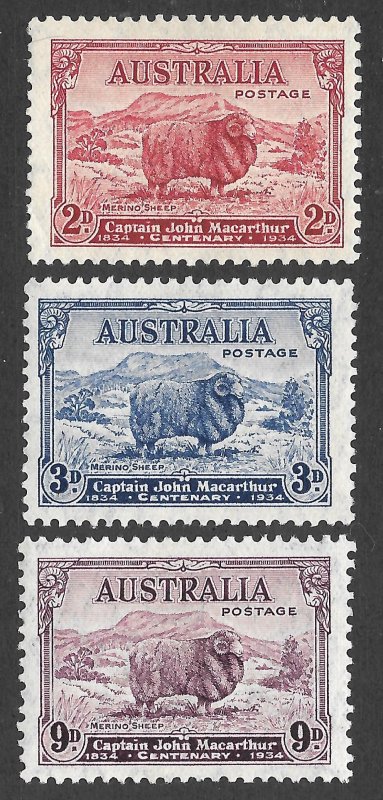 Doyle's_Stamps: 1934 XF++ Australian John MacAurthur Set Scott  #147* to #149*