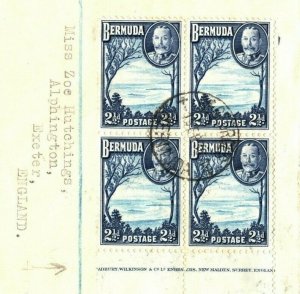 BERMUDA Cover KGV *Bradbury Imprint* BLOCK OF FOUR St.Georges 1936 {samwells}GG9