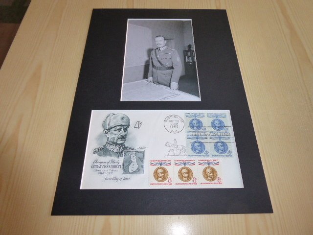 Mannerheim photograph and 1960 USA FDC mount matte size A4