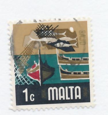 Malta 1973  Scott 458 used - 1c, Fishing