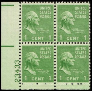 US #804 WASHINGTON MNH LL PLATE BLOCK #23433