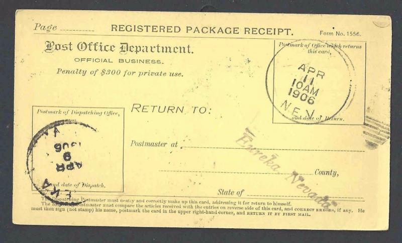 1906 U.S.Post Office Dept Official Business Card Form #1556 Registered See Info
