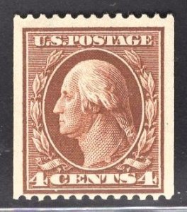 US Stamp #350 4c Orange Brown Washington Coil MINT HINGED SCV $140.00