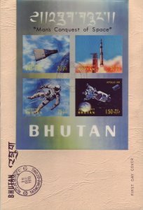 1969 Bhutan 3-D Space Stamp Issue Souvenir Sheet 1st Day Cover (9032)