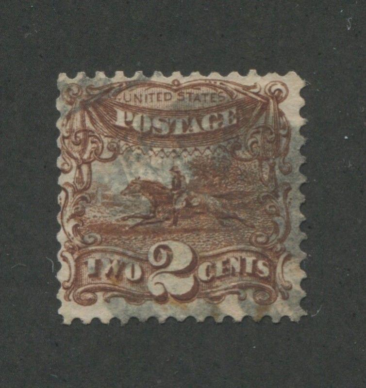 1869 US Stamp #113 2c Used F/VF Faint Cancel G. Grill Catalogue Value $95