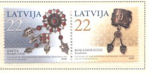 Latvia Sc 650 2006 Traditional Jewelry stamp set mint NH