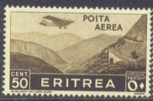 ERITREA C 8 MNH 1936 50c PLANE over MOUNTAIN PASS