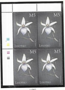 Lesotho #1190  5m Orchids of the World margin block (MNH) CV $4.00