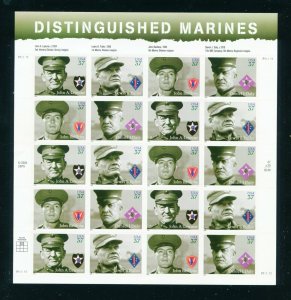 3965 Distinguished Marines Stamp Sheet of 20 37¢ Stamps MNH