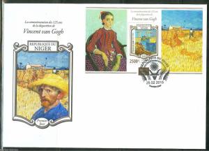 NIGER  2015 125th MEMORIAL ANNIVERSARY OF VINCENT van GOGH  S/SHEET FDC